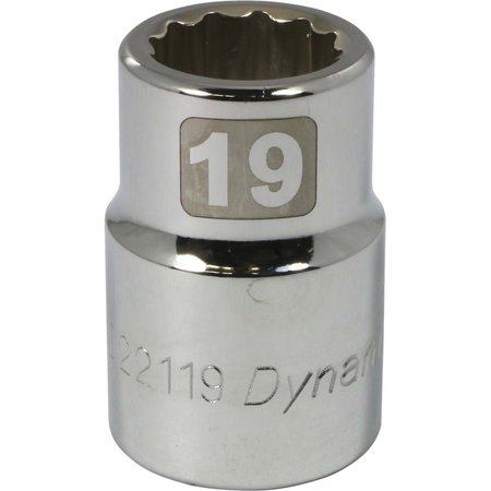 DYNAMIC Tools 3/4" Drive 12 Point Metric, 19mm Standard Length, Chrome Socket D022119